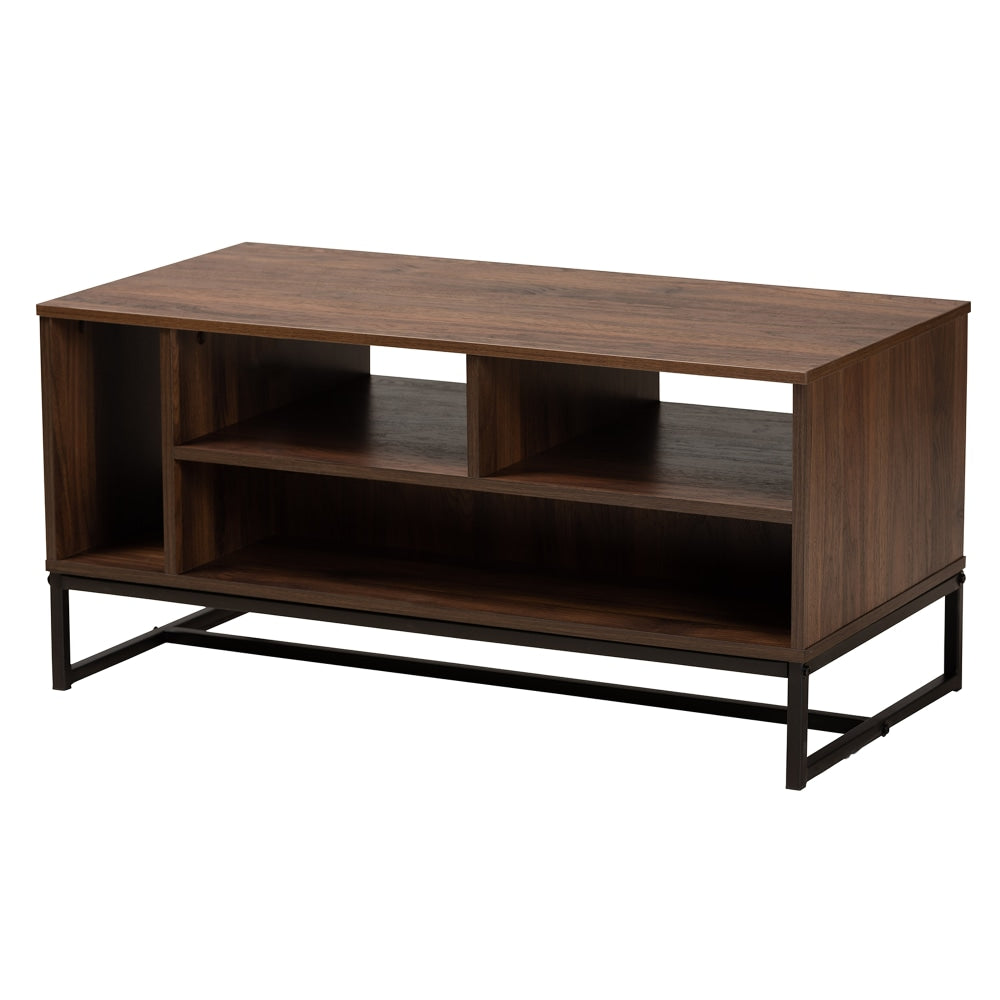 Baxton Studio Modern And Contemporary 5-Shelf Coffee Table, 19inH x 39-3/8inW x 19-3/4inD, Walnut Brown/Black