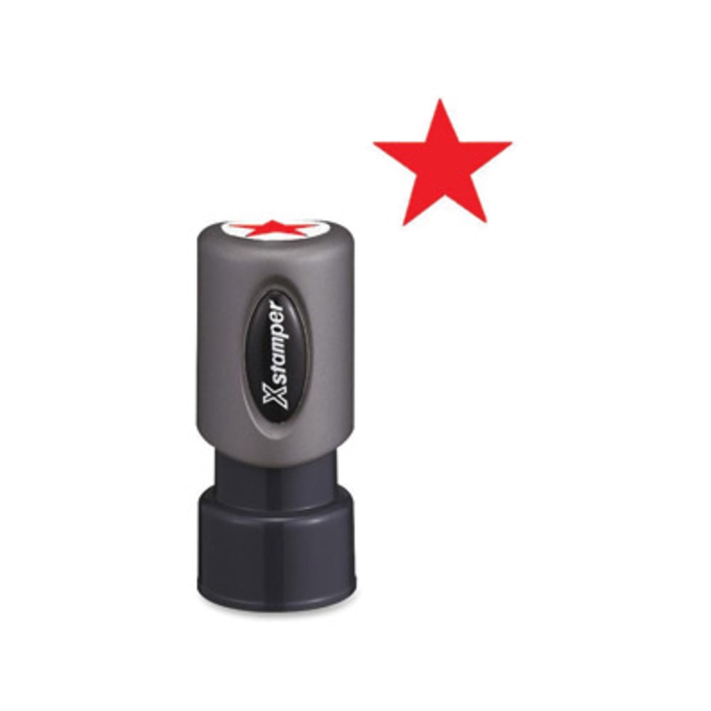 Xstamper Pre-Inked Star Shape Stamp, 65% Recycled, 100000 Impression, Red
