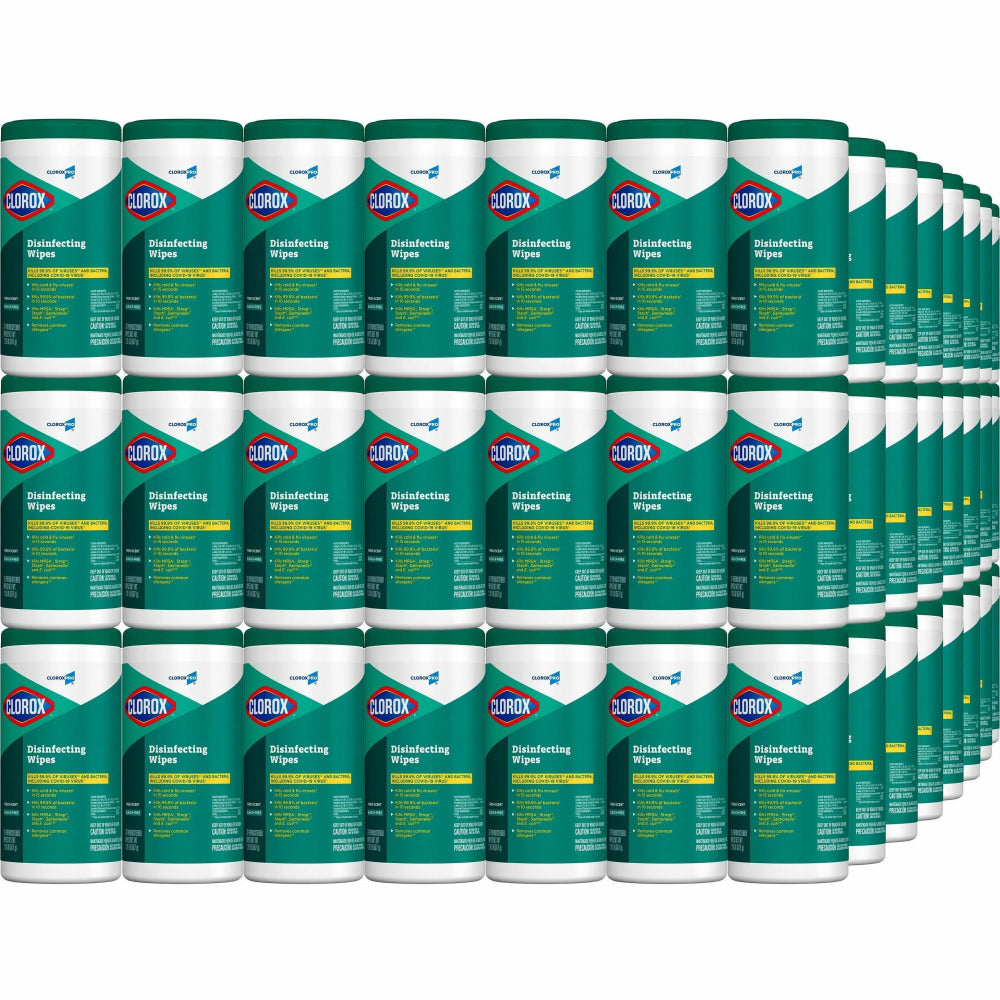 CloroxPro Disinfecting Wipes - Ready-To-Use - Fresh Scent - 75 / Canister - 480 / Pallet - Green
