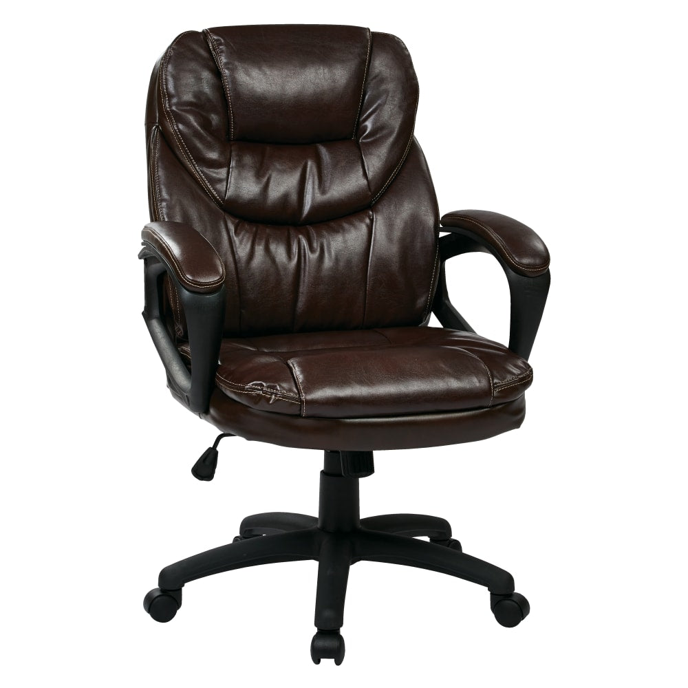 Office Star Work Smart High-Back Chair, FL660 Series, Chocolate/Black