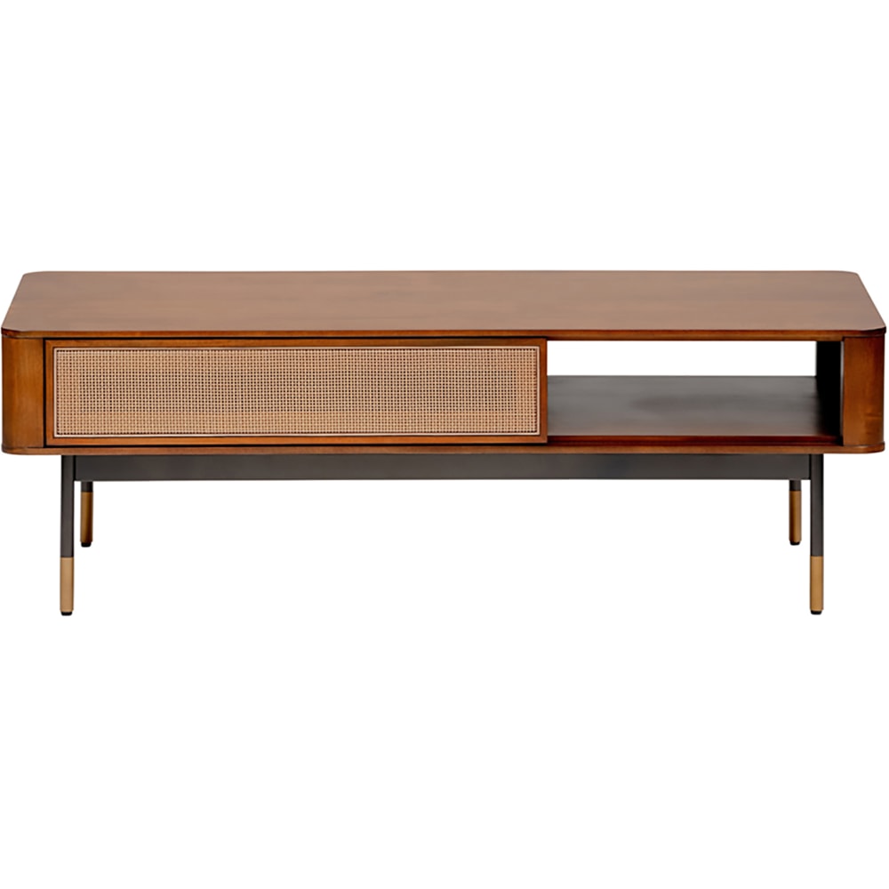 Eurostyle Miriam Coffee Table With Storage, 15-4/5inH x 47-1/3inW x 23-3/5inD, Black/Brown