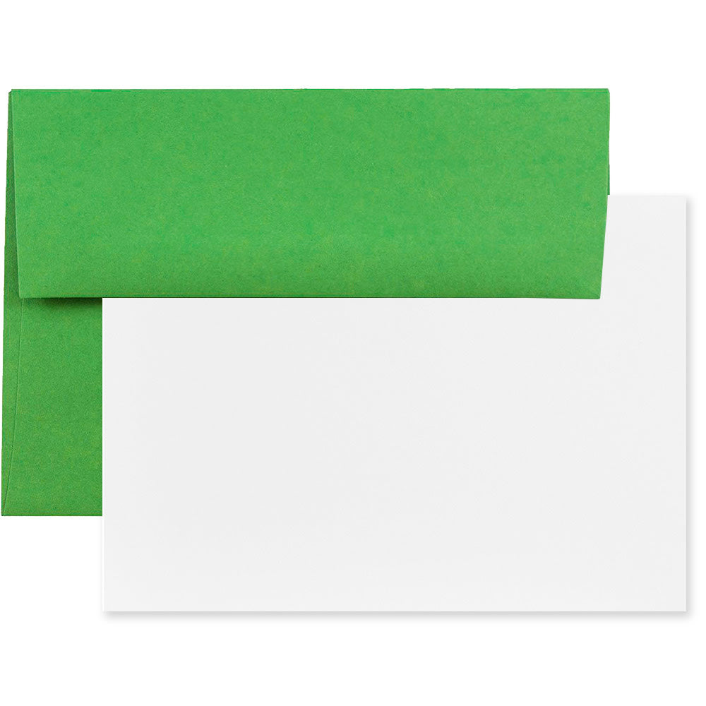 JAM Paper Stationery Set, 4 3/4in x 6 1/2in, 30% Recycled, Green/White, Set Of 25 Cards And Envelopes