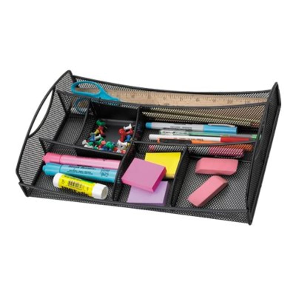 Safco Mesh Steel 7-Compartment Storage Organizer, 2 12/16in x 13in x 8 12/16in, Black