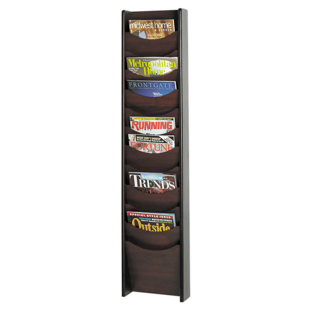 Safco 12-Pocket Wood Literature Display Rack, Mahogany