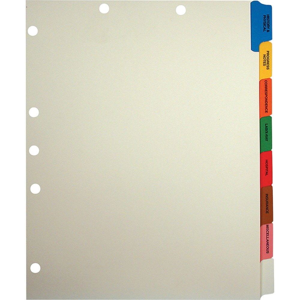 Tabbies 8 Side-Tab Medical Chart Index Set, 9in x 11in, Box Of 40