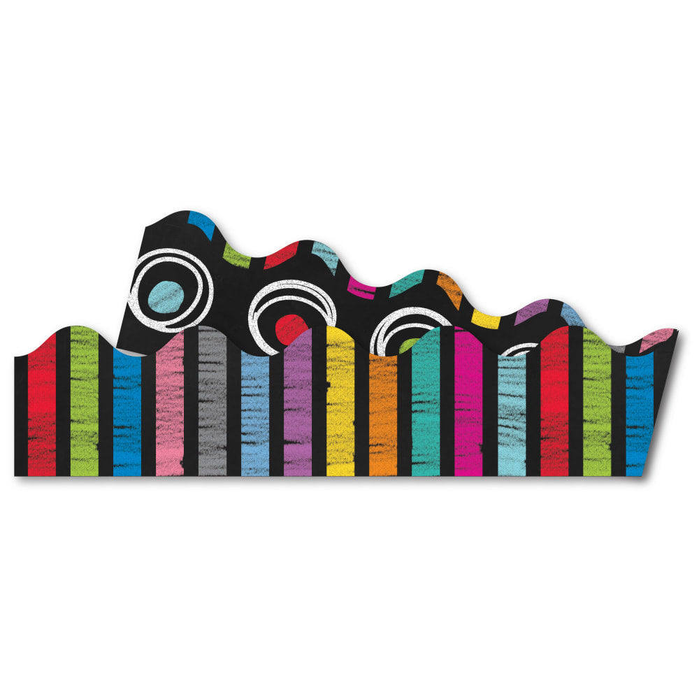 Carson-Dellosa 2-Sided Scalloped Borders, Colorful Chalkboard, Multicolor, Grades Pre-K - 8, Pack Of 13