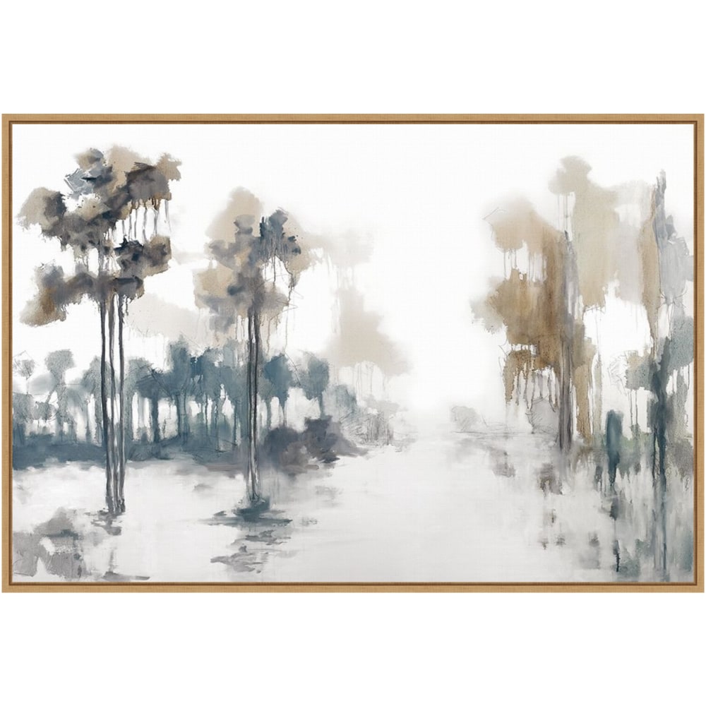 Amanti Art Back Roads Forest And Fields by Jacqueline Ellens Framed Canvas Wall Art Print, 23inH x 33inW, Maple