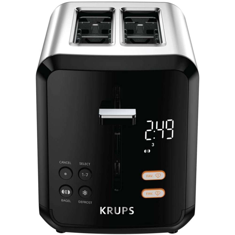 Krups My Memory Digital 2-Slot Toaster, 11-5/8inH x 7-1/8inW x 10-7/8inD, Silver/Black