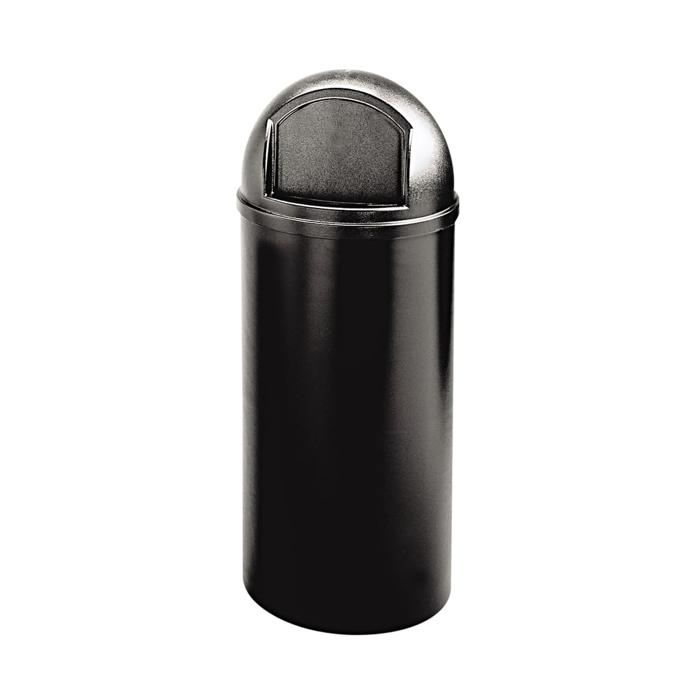 Rubbermaid Marshal Round Polyethylene Classic Waste Container, 25 Gallons, 42inH x 18inW x 18inD, Black