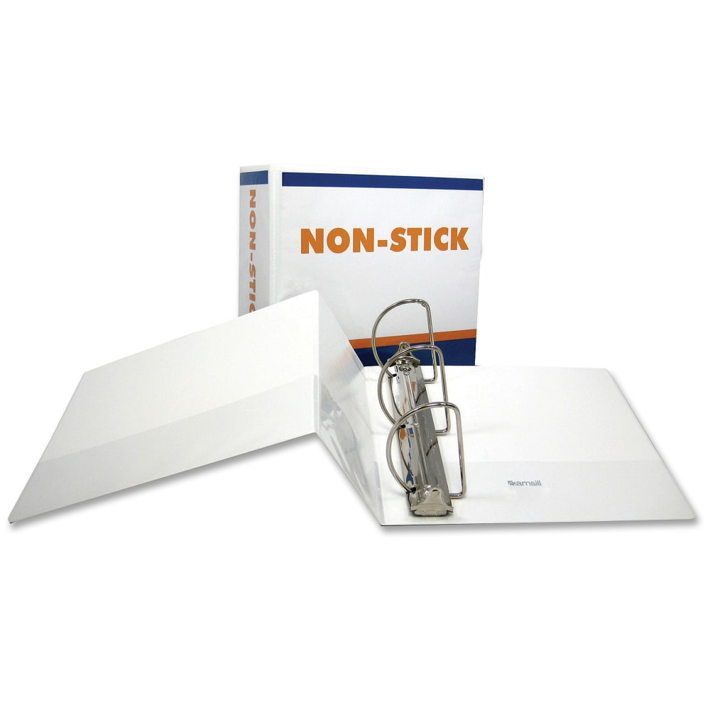 Samsill Nonstick Insertable 3-Ring Binder, 6in D-Rings, 50% Recycled, White