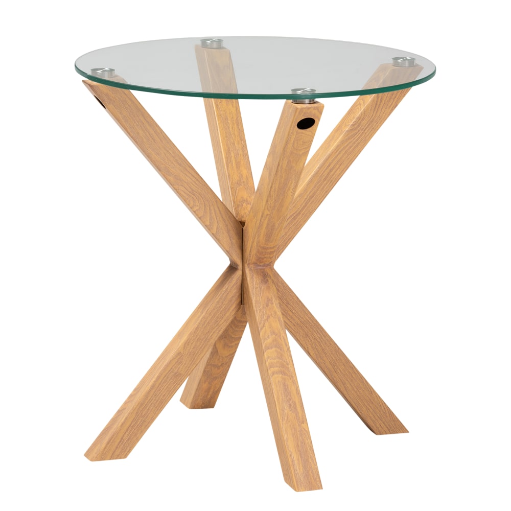 Baxton Studio Modern Contemporary End Table, 21-1/2inH x 19-3/4inW x 19-3/4inD, Clear/Natural