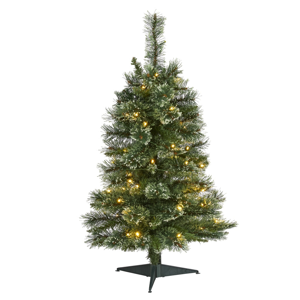 Nearly Natural Wisconsin Slim Snow Tip Pine Artificial Christmas Tree, 3ft
