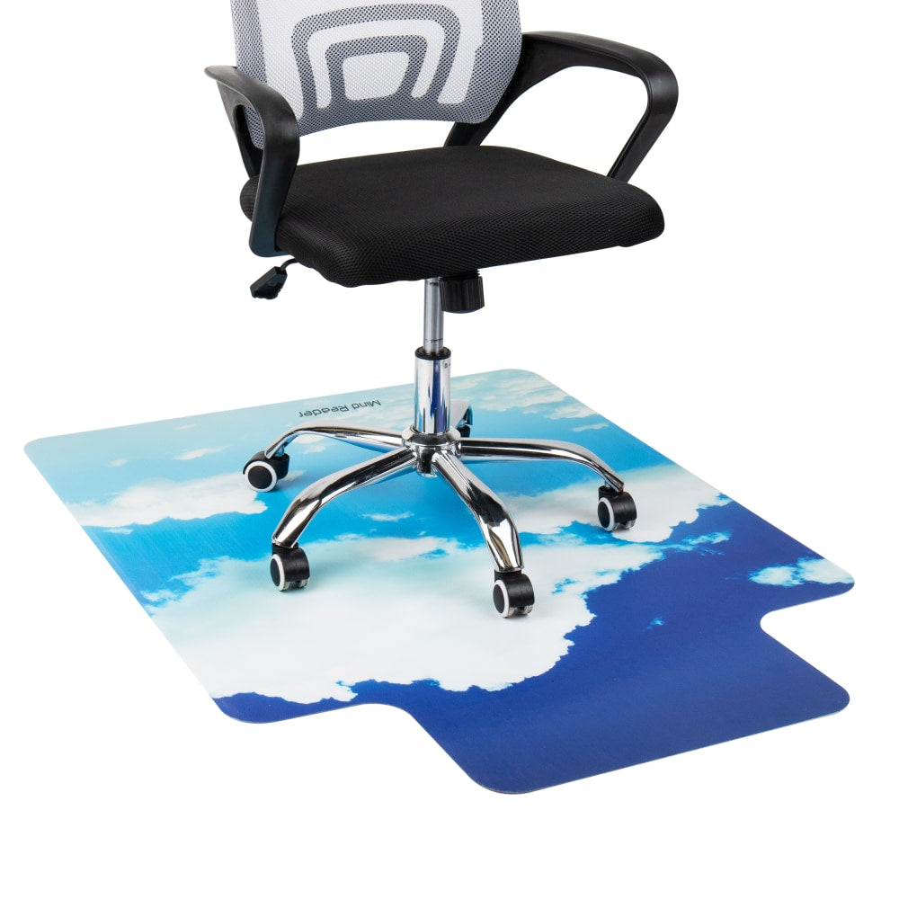 Mind Reader 9-to-5 Collection Polycarbonate Office Chair Mat For Hard Floor, 47-1/4in x 35-1/2in, Head In The Clouds, Blue