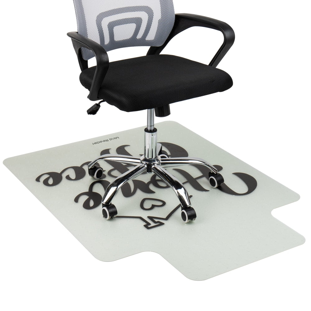 Mind Reader 9-to-5 Office Chair Mat With Lip And Anti-Skid Carpet Gripper, 47-1/4in x 35-1/2, "Home Office" Design, Clear/Black