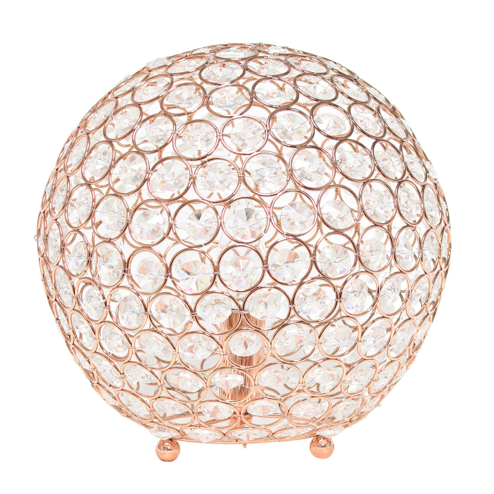 Elegant Designs Crystal Ball Table Lamp, 10inH, Rose Gold