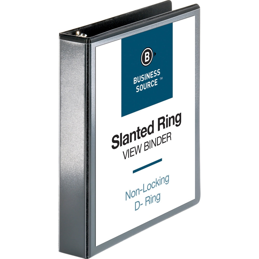Business Source Basic View 3-Ring Binder, 1 1/2in D-Rings, Black