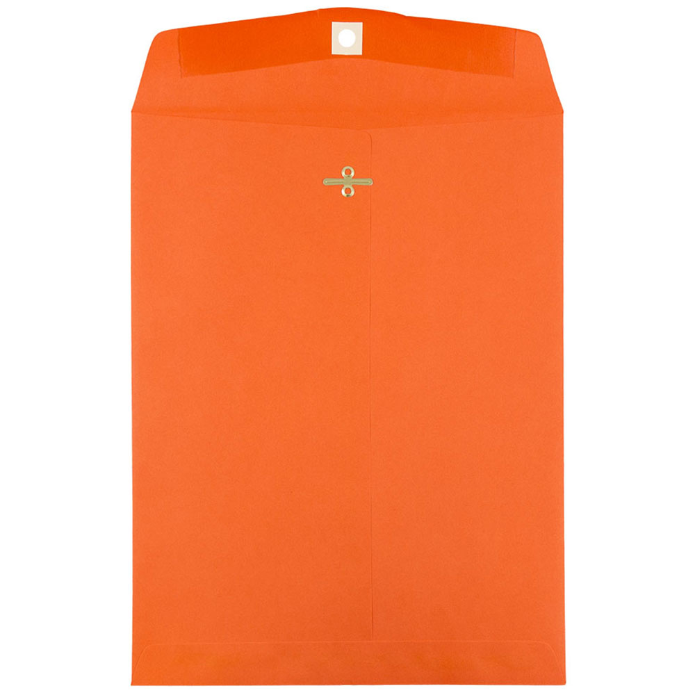 JAM Paper Open-End 10in x 13in Catalog Envelopes, Clasp Closure, Orange, Pack Of 100 Envelopes