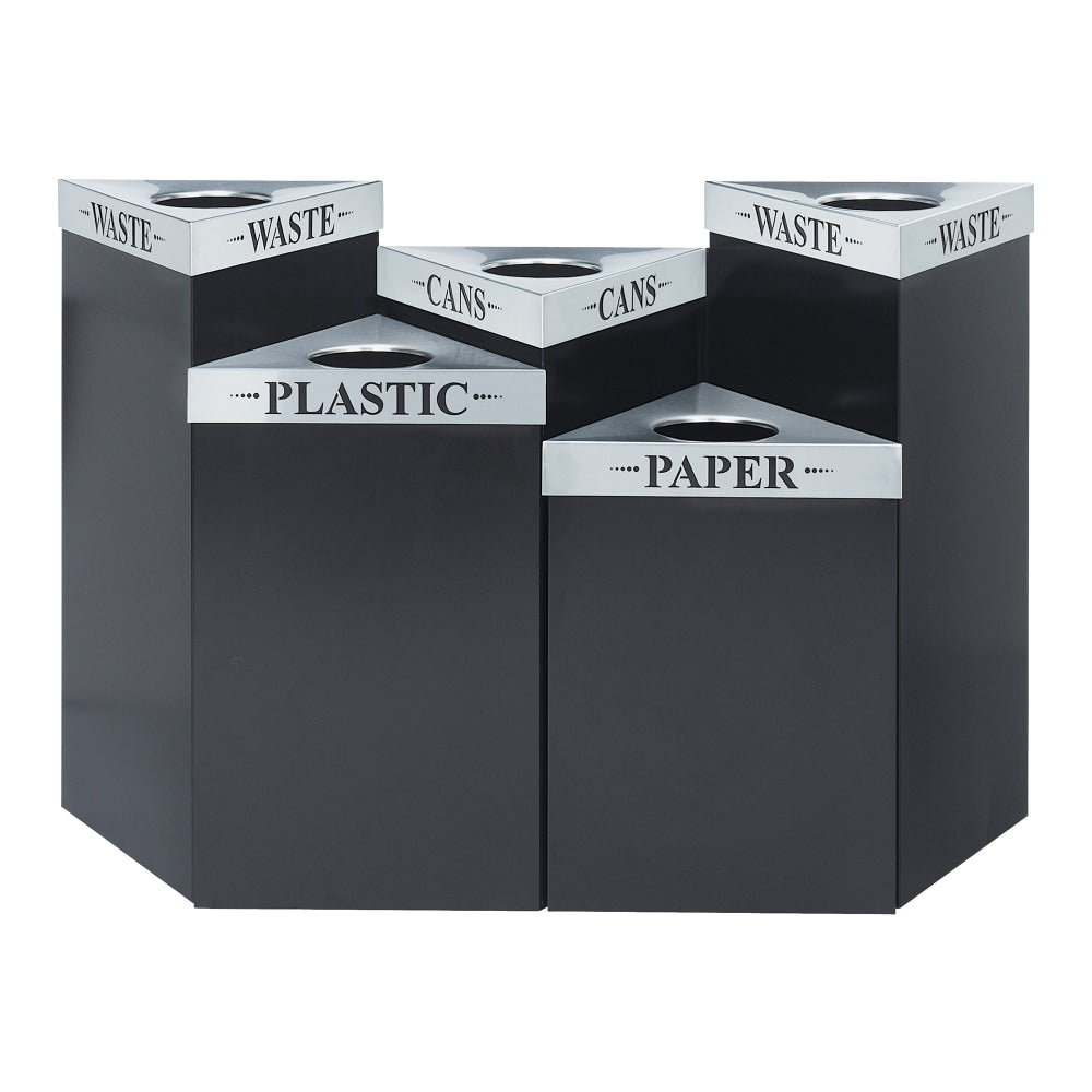 Safco Trifecta Steel Receptacle Base, 15 Gallons, 26in x 19 1/2in x 19 1/2in, Black