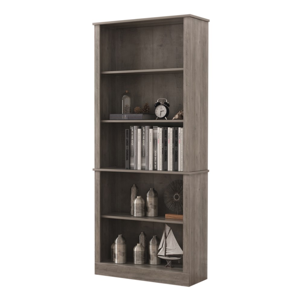 Realspace Peakwood 71inH 5-Shelf Bookcase, Smoky Brown