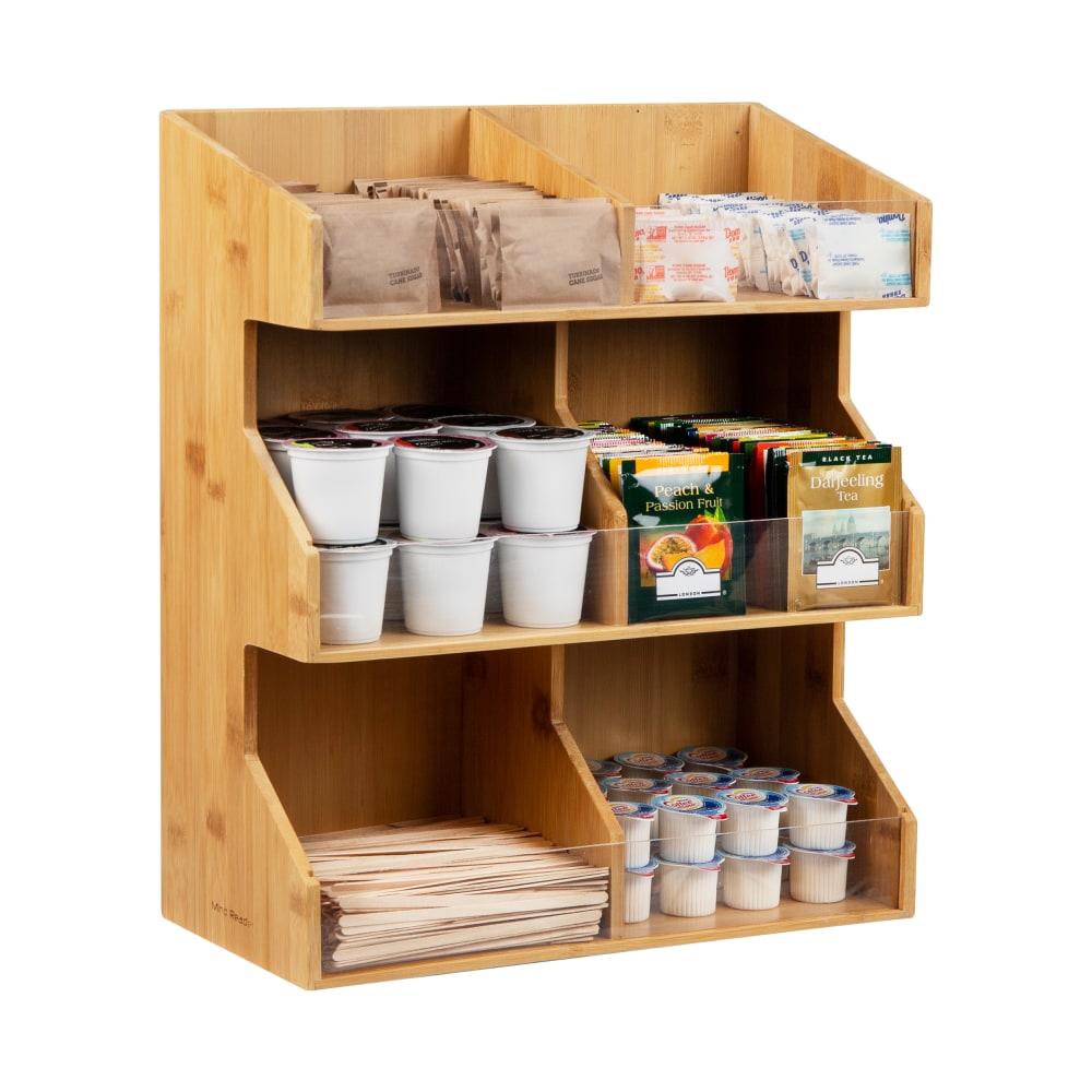 Mind Reader  Coffee Pod Condiment Station Countertop Organizer, 15-1/4in H, 6-1/4in W, 13in D, Brown