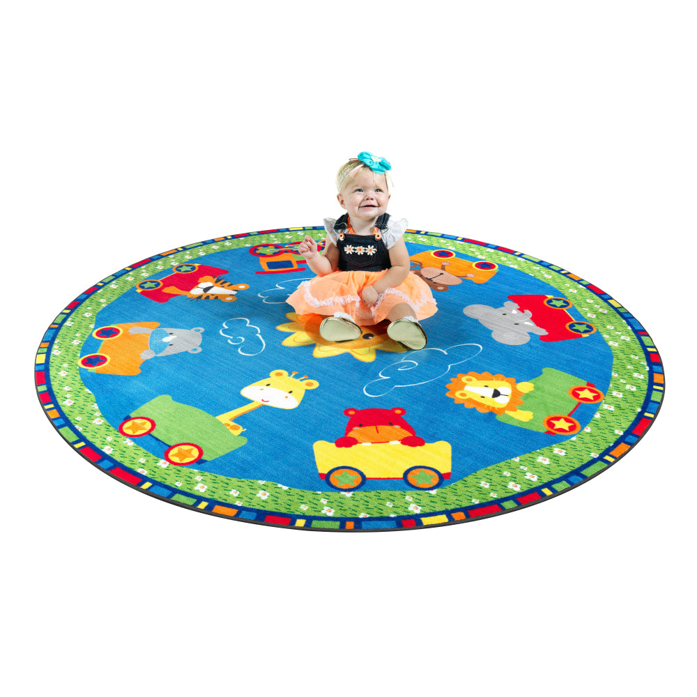 Flagship Carpets Cutie Train Rug, Round, 10ft, Multicolor