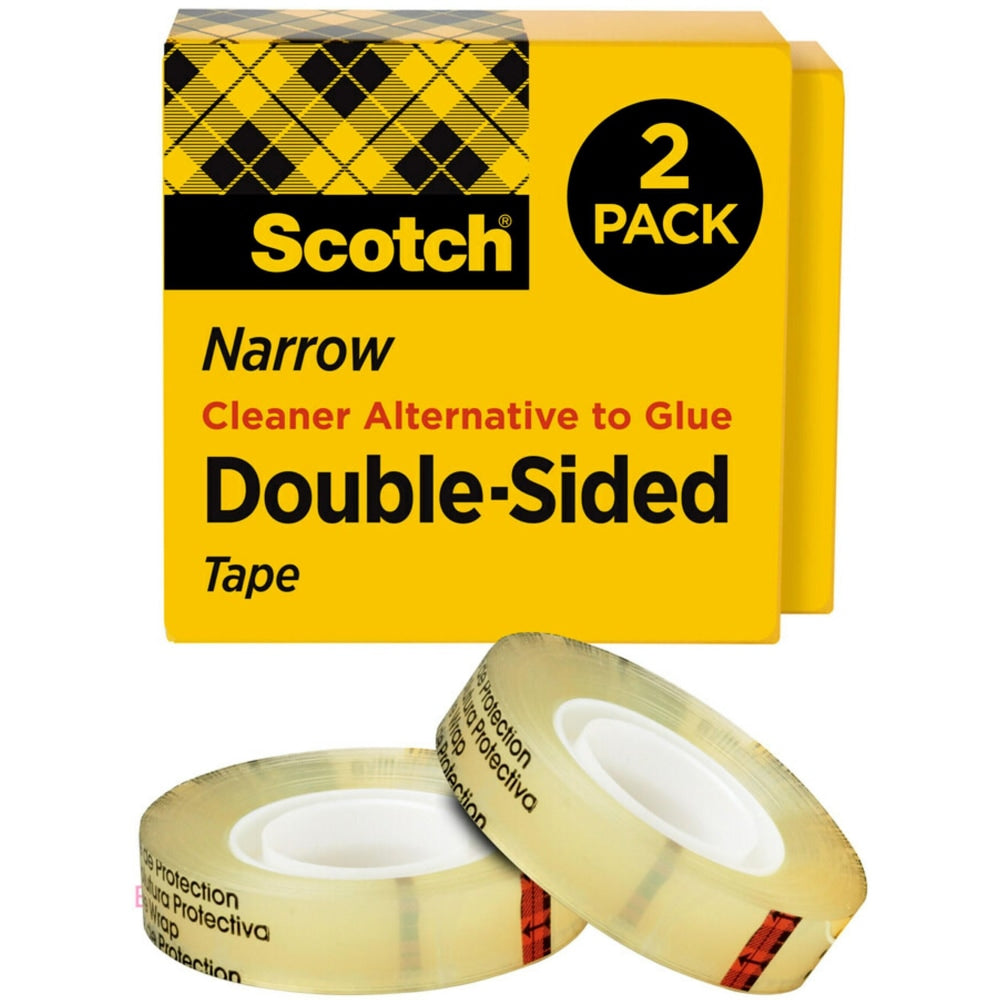 Scotch Double Sided Tape, 1/2 in x 900 in, 2 Tape Rolls, Home Office and School Supplies