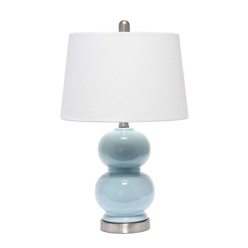 Lalia Home Dual Orb With Fabric Shade Table Lamp, 21-1/4inH, White Shade/Light Blue Base