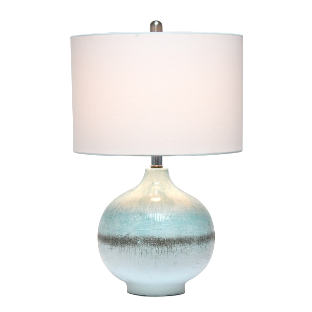 Lalia Home Bayside Horizon With Fabric Shade Table Lamp, 24inH, White Shade/Aqua And Brown Base