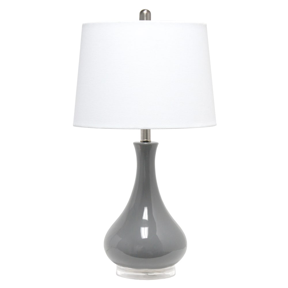 Lalia Home Droplet Table Lamp, 26-1/4inH, White Shade/Gray Base