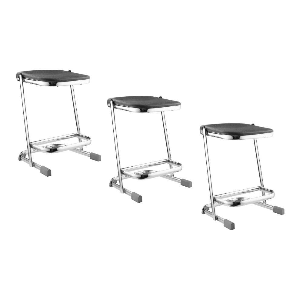 National Public Seating Elephant Z-Stools, 22inH, Black/Chrome, Set Of 3