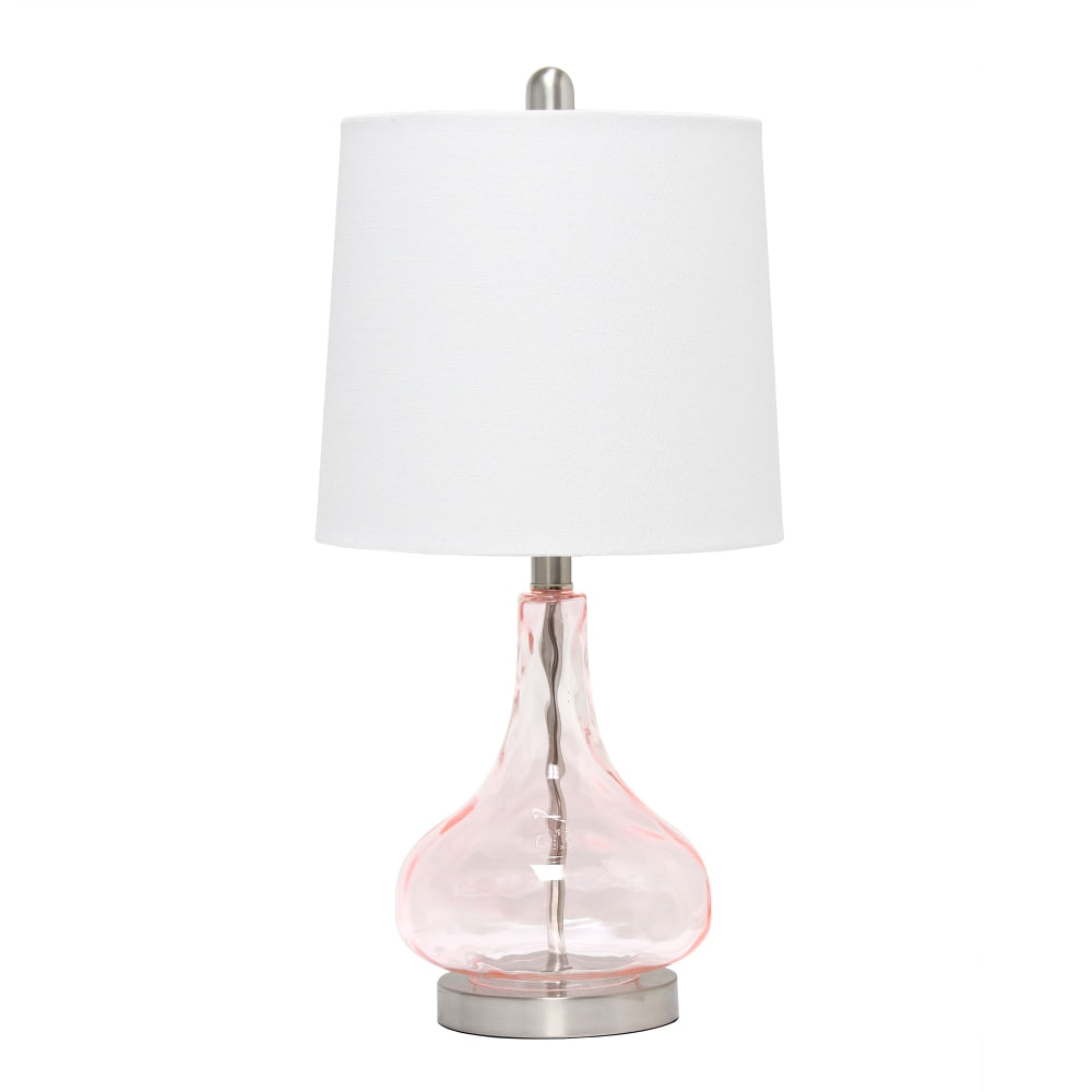 Lalia Home Rippled Glass With Fabric Shade Table Lamp, 23-1/4in, White Shade/Rose Quartz Base