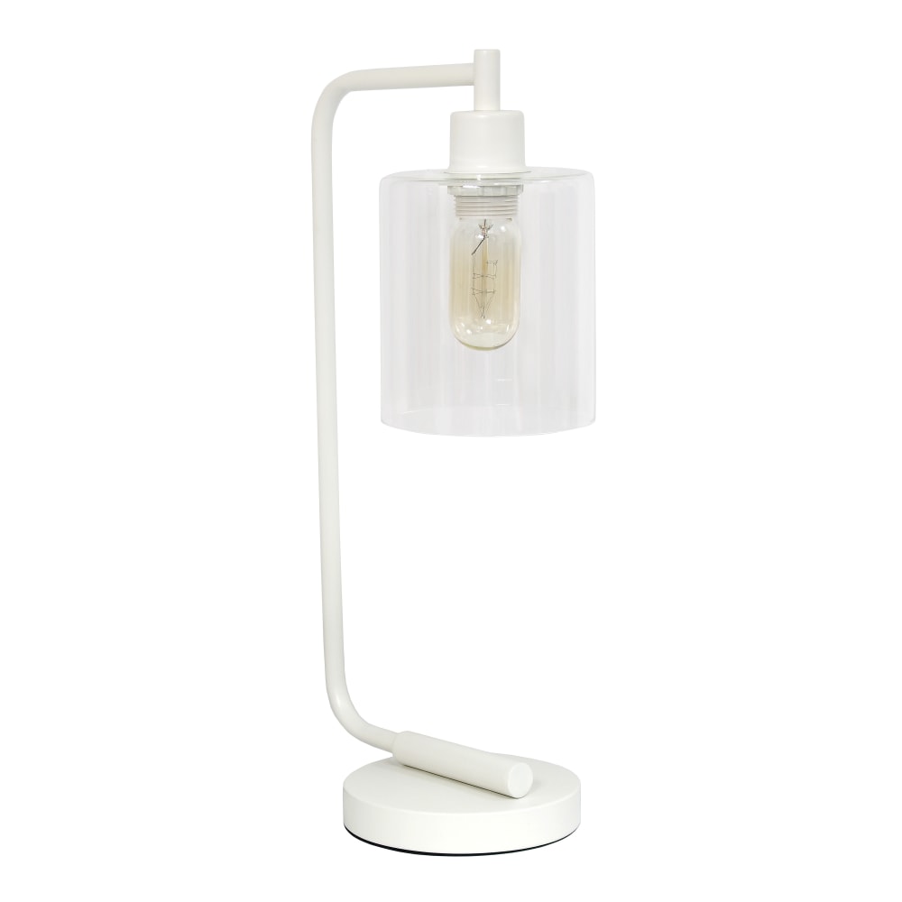 Lalia Home Modern Iron Desk Lamp, 19inH, White/Clear