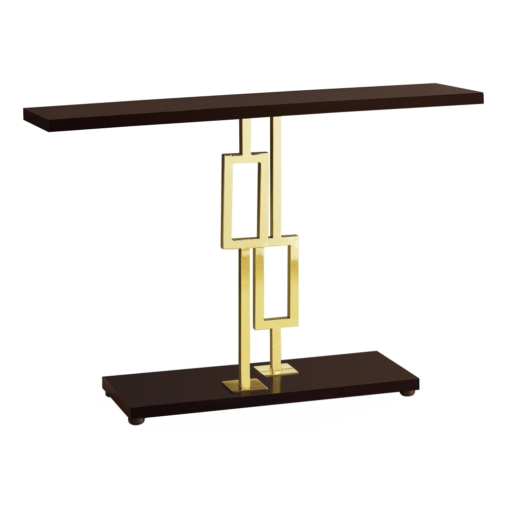Monarch Specialties Metal Hall Console Table, Rectangular, Cappuccino/Gold