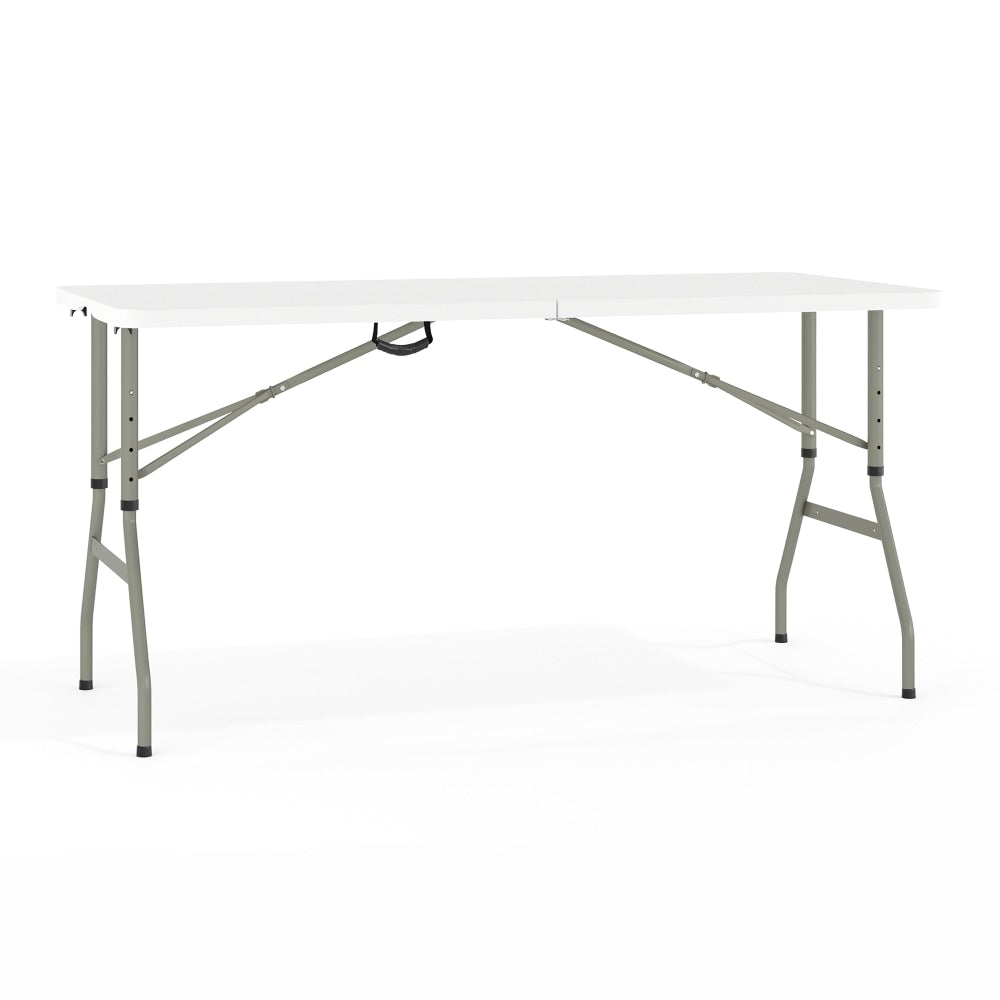 Flash Furniture Height-Adjustable Bi-Fold Plastic Banquet And Event Folding Table, 34inH x 27-1/4inW x 60inD, Granite White