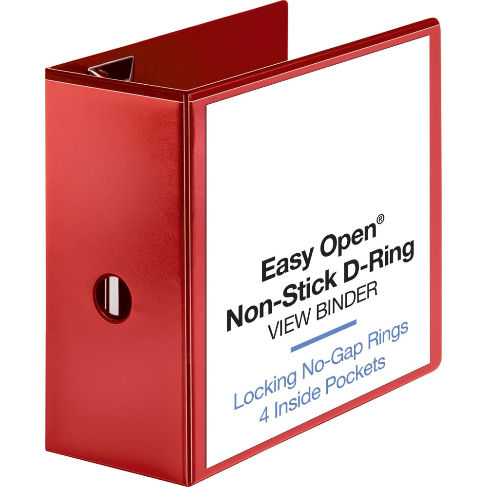 Sparco Easy-Open View 3-Ring Binder, 5in D-Rings, Red