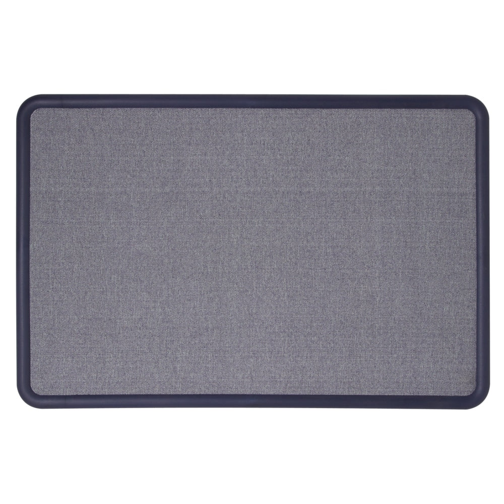 Quartet Contour Fabric Bulletin Board, 48in x 36in, Plastic Frame With Light Blue/Navy Finish