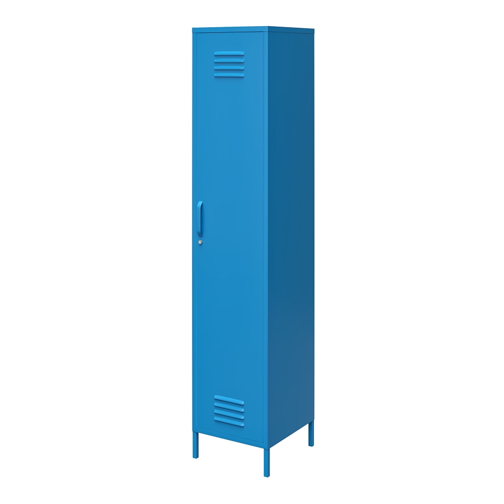 Ameriwood Home Cache Single Metal Locker Storage Cabinet, 72-7/8inH x 15inW x 15-3/4inD, Blue