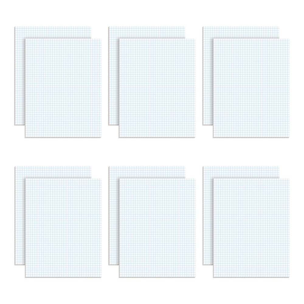 TOPS Quadrille Pad, 8 1/2in x 11in, Quad Ruled, White, 50 Sheets Per Pad, Pack Of 12 Pads