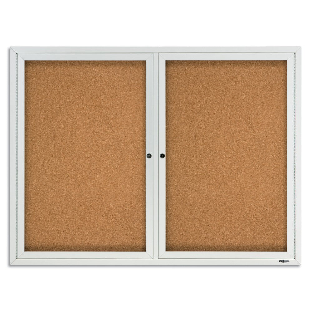 Quartet Classic Enclosed Cork Bulletin Board, 48in x 36in, Aluminum Frame With Silver Finish