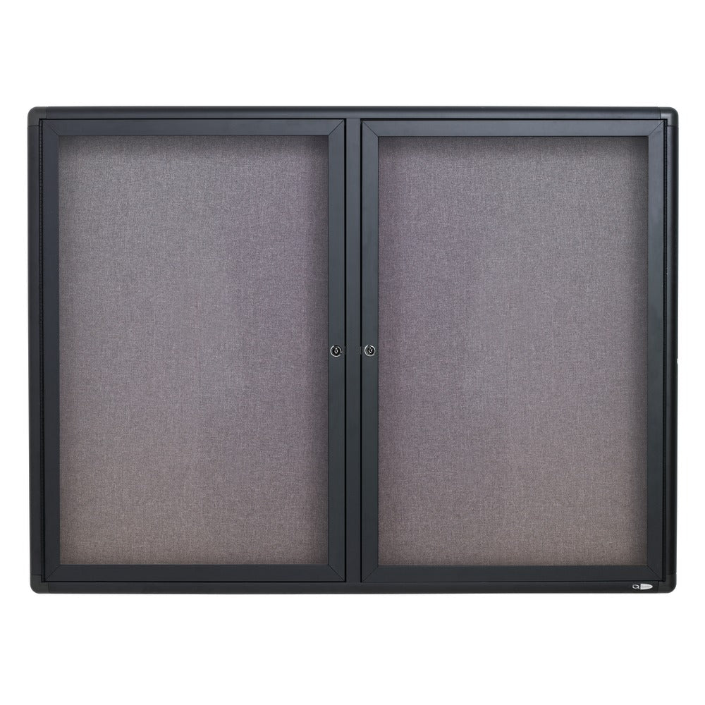 Quartet Swinging Door Fabric Bulletin Board, 36in x 48in, Aluminum Frame With Graphite Finish