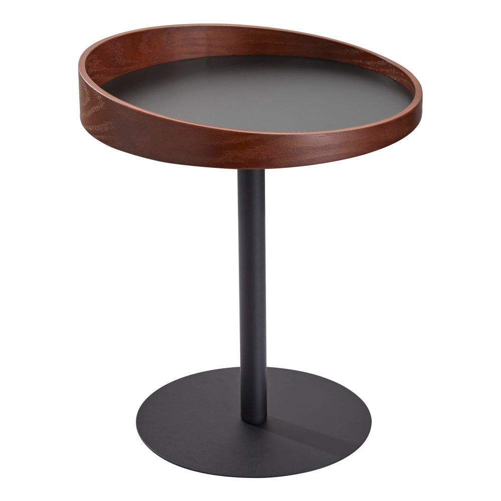 Adesso Crater End Table, Square, 21-1/2inH x 18inW x 18inD, Black/Walnut Oak