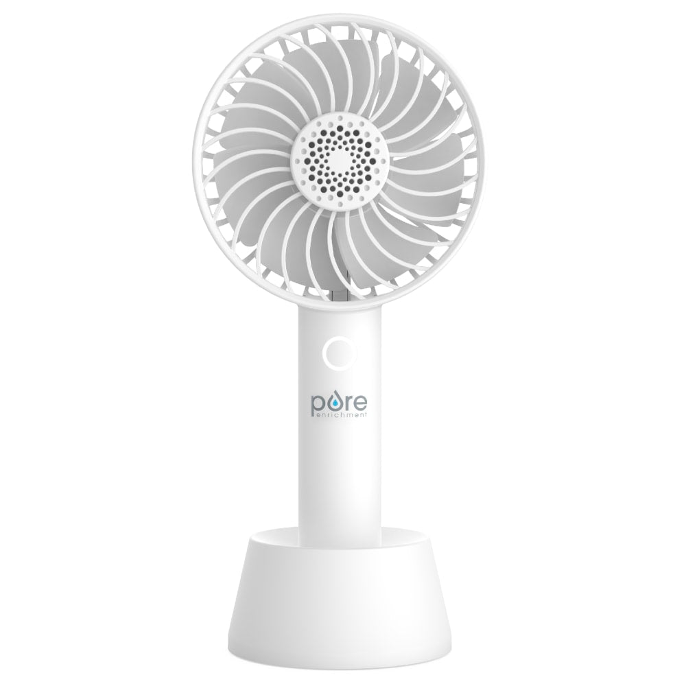 Pure Enrichment PureBreeze Personal Handheld Fan With Base, White