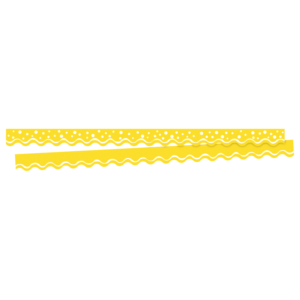 Barker Creek Scalloped-Edge Border Strips, 2 1/4in x 36in, Happy Lemon Yellow, Pre-K To College, Pack Of 26
