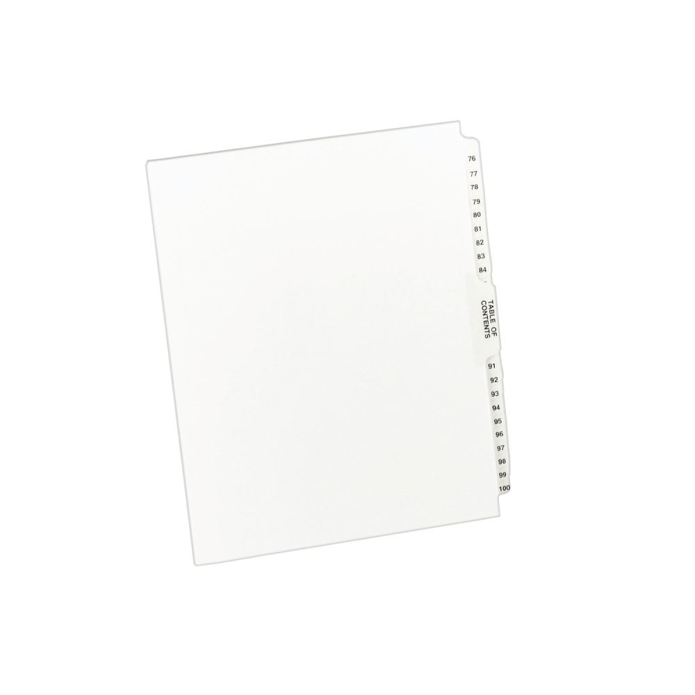 Avery Premium Collated Legal Dividers Avery Style, Side-Tab, 76-100 & Table Of Contents, 8 1/2in x 11in