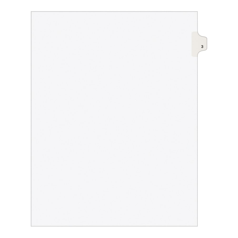 Avery Individual Legal Exhibit Dividers, Avery Style, #3, Side Tab, Letter Size, Pack Of 25