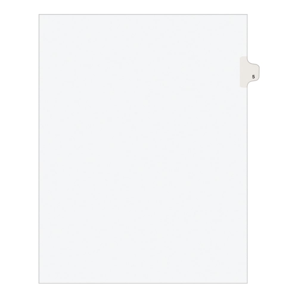 Avery Individual Legal Exhibit Dividers, Avery Style, #5, Side Tab, Letter Size, Pack Of 25