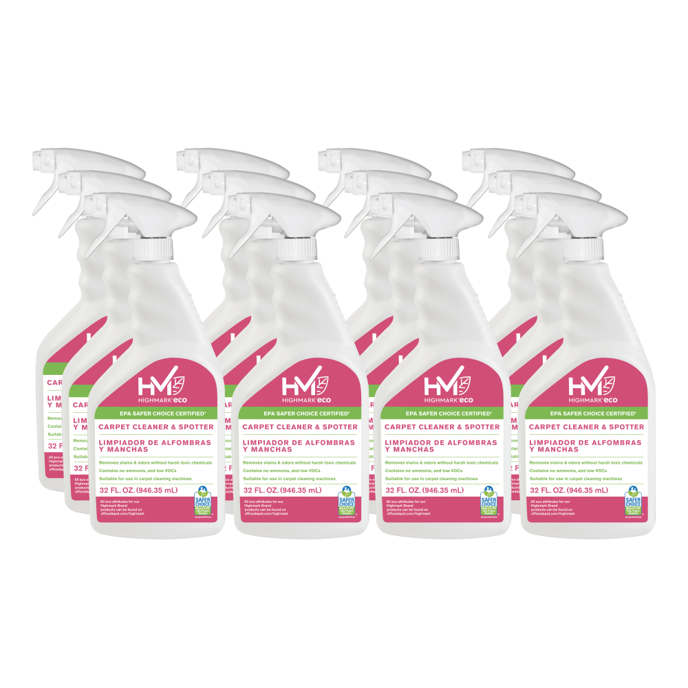 Highmark ECO Ready-To-Use Carpet Cleaner And Spotter, 32 Oz, Case Of 12 Bottles