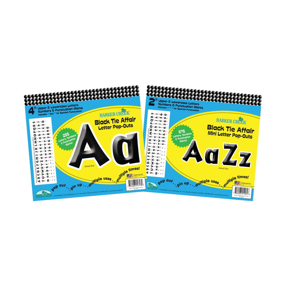 Barker Creek Letter Pop-Outs Sets, Black Tie, Pack Of 2