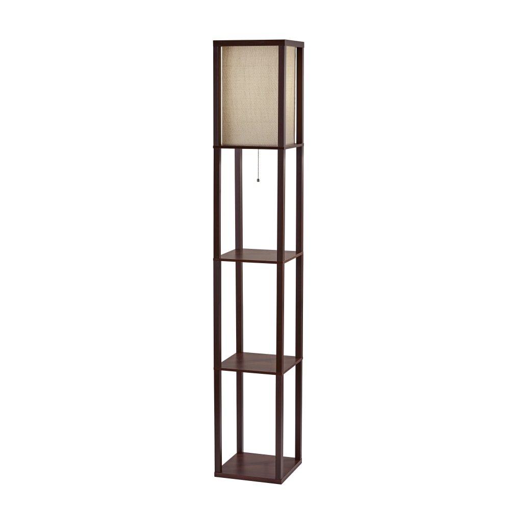 Adesso Wright Shelf Lamp, 63inH, Natural Shade/Walnut Base