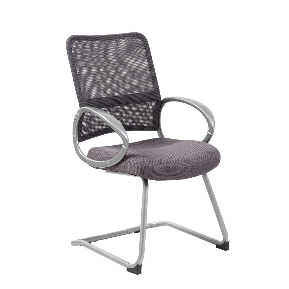 Boss Office Products Mesh Guest Chair, Charcoal Gray/Pewter